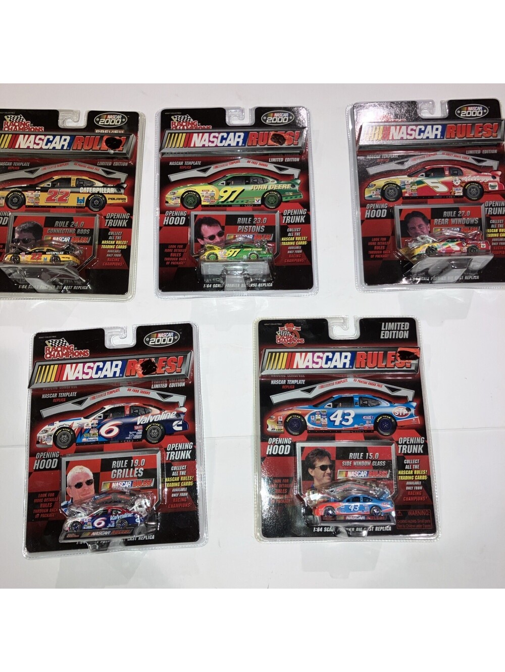 VINTAGE 2000 Lot Of 5 Racing Champions 1:64 Nascar Rules Limited NEW on Cards